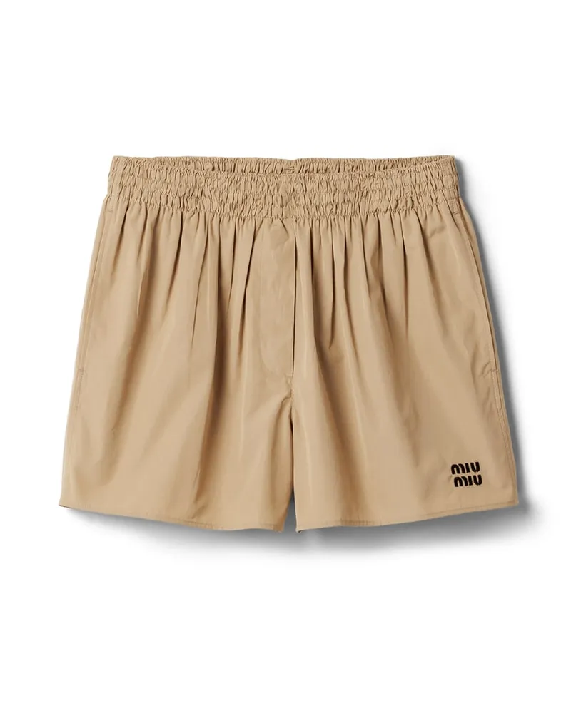 Miu Miu Shorts Aus Popeline, Damen, Khaki, Größe Khaki