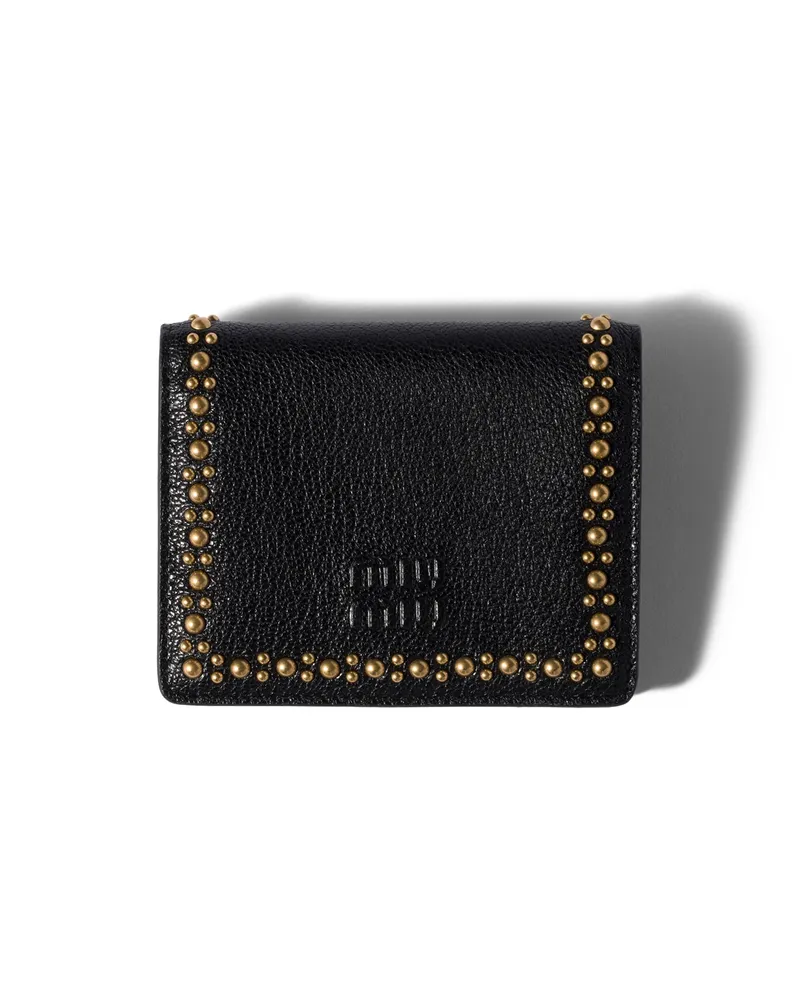 Miu Miu Kleine Geldbörse Aus Leder, Damen, Schwarz Schwarz