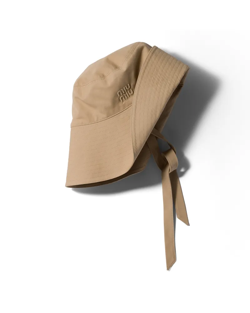 Miu Miu Popeline-bucket-hut Mit Breiter Krempe, Damen, Sandbeige, Größe Sandbeige