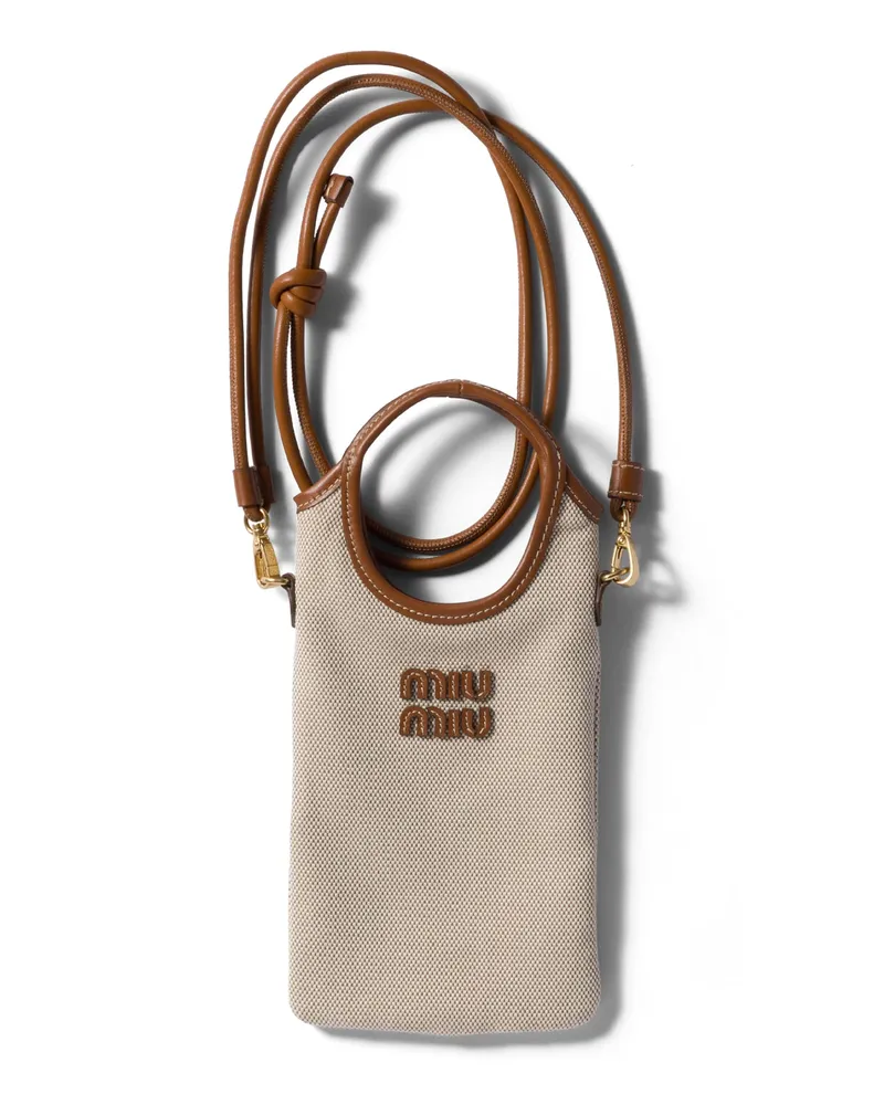 Miu Miu Smartphone-hülle Aus Canvas, Damen, Beige/brandy Beige