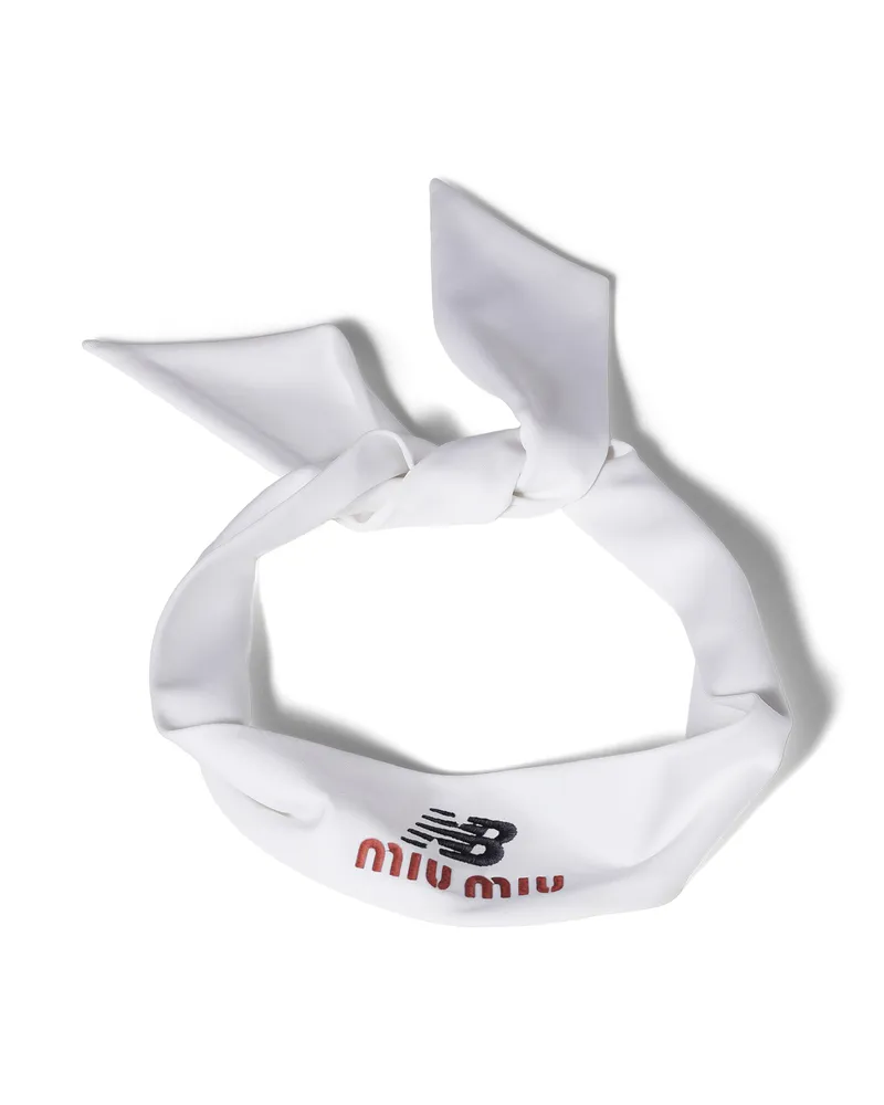 Miu Miu Haarband Aus Stretch-jersey, Damen, Weiss Weiss