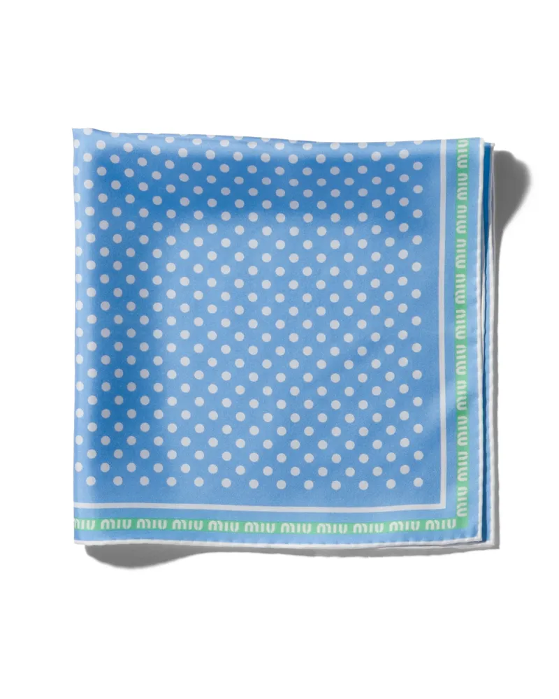 Miu Miu Schal Aus Bedrucktem Twill, Damen, Periwinkle/jade Periwinkle