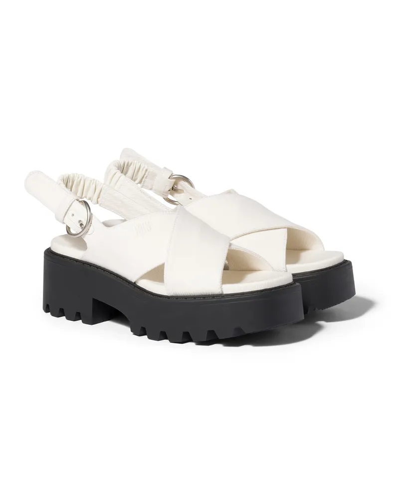 Miu Miu Sandalen Aus Gabardine, Damen, Elfenbein, Größe Elfenbein