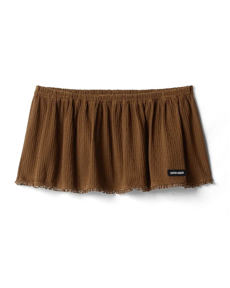 Miu Miu Garment-dyed Minirock Aus Baumwolle, Damen, Kakaobraun, Größe Kakaobraun