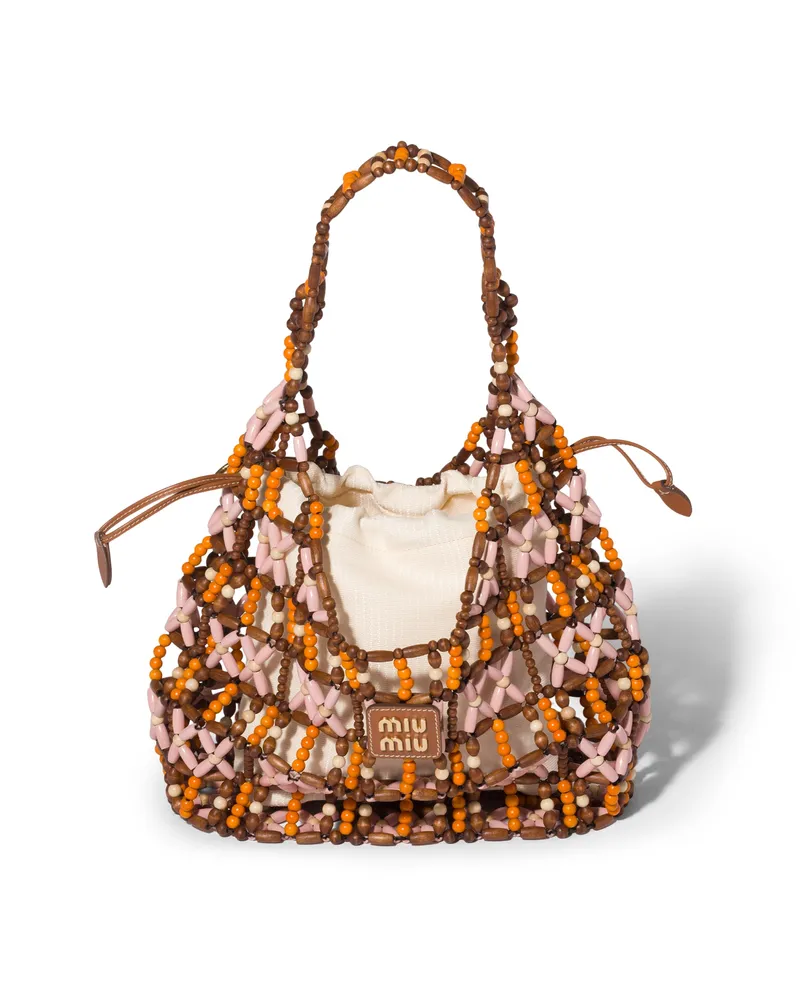 Miu Miu Tasche Aus Mesh, Damen, Kakaobraun/granatapfel/orchidee Kakaobraun
