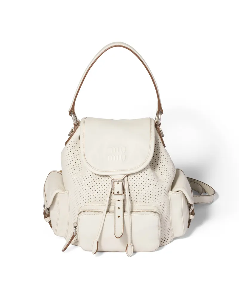 Miu Miu Rucksack Aus Leder, Damen, Kalkweiss Kalkweiss