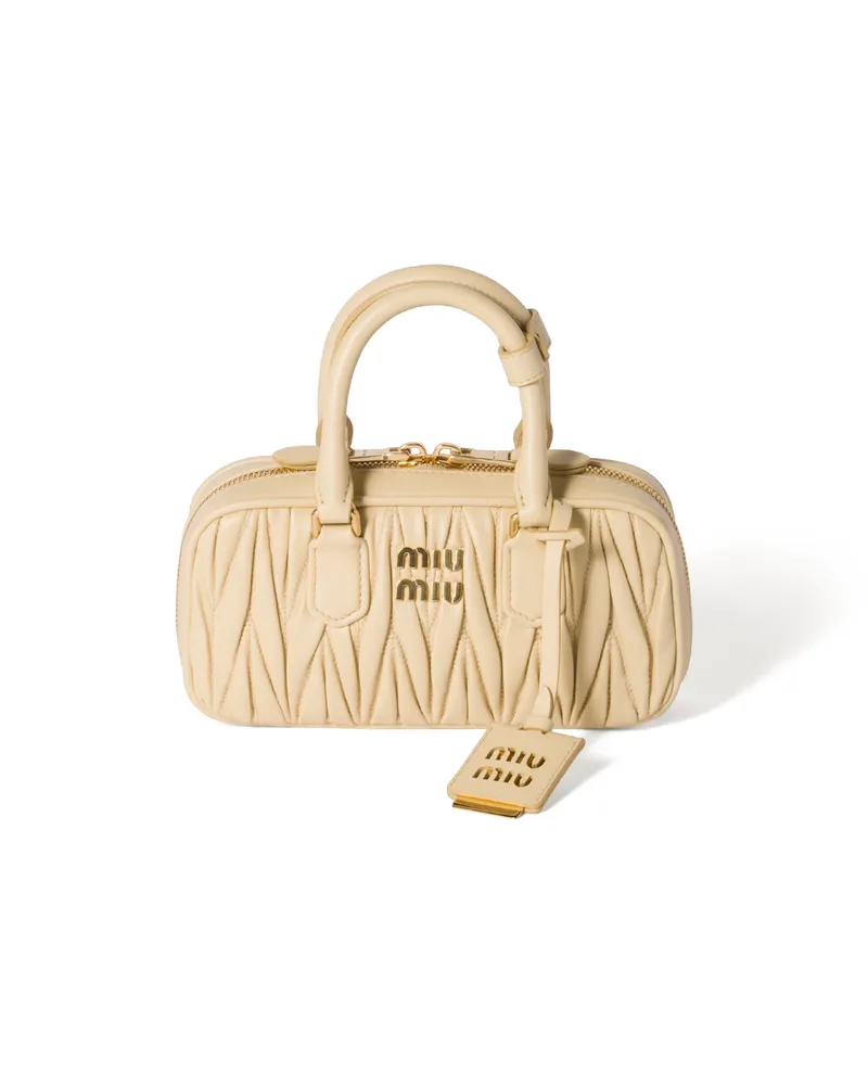 Miu Miu Arcadie Mini Bag Aus Matelassé-nappaleder, Damen, Sojagrün Sojagrün