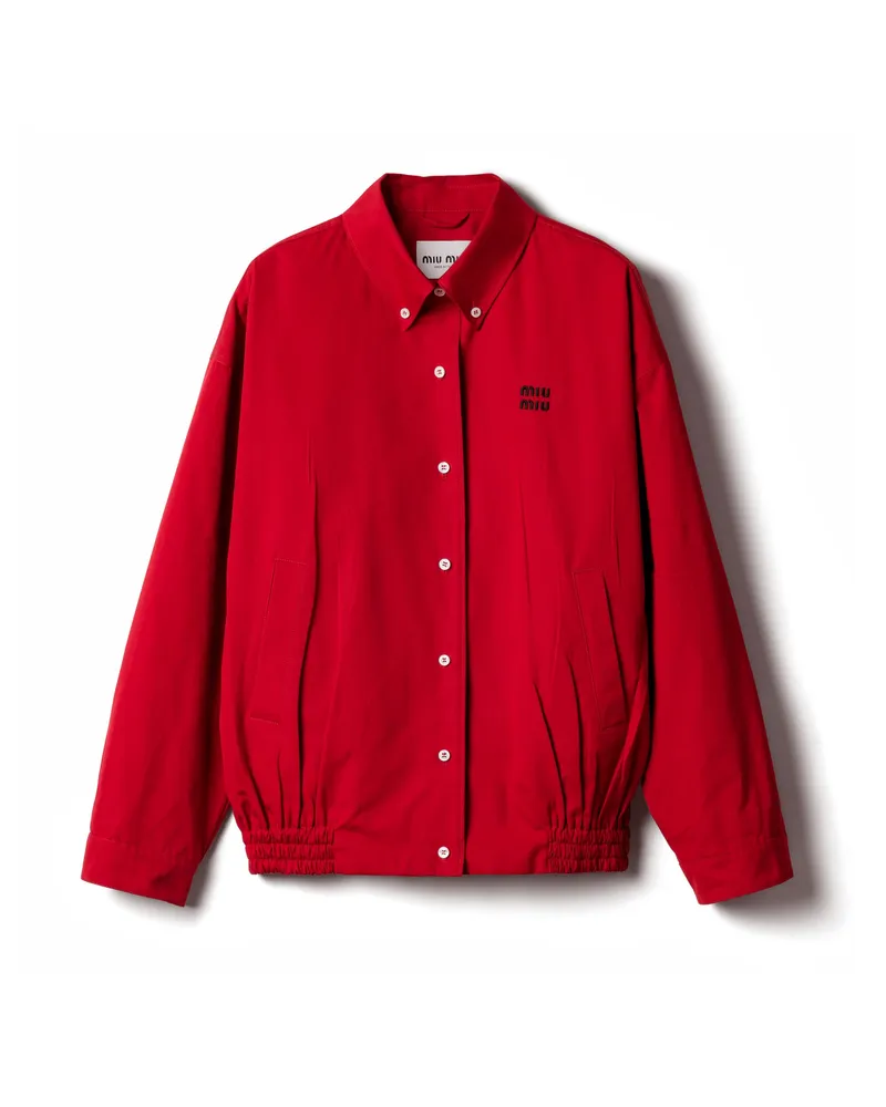 Miu Miu Blousonjacke Aus Schwerem Popeline, Damen, Scharlachrot, Größe Scharlachrot