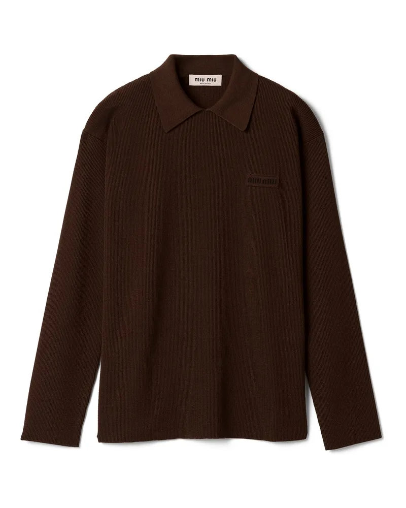 Miu Miu Polopullover Aus Wolle, Damen, Kakaobraun, Größe Kakaobraun