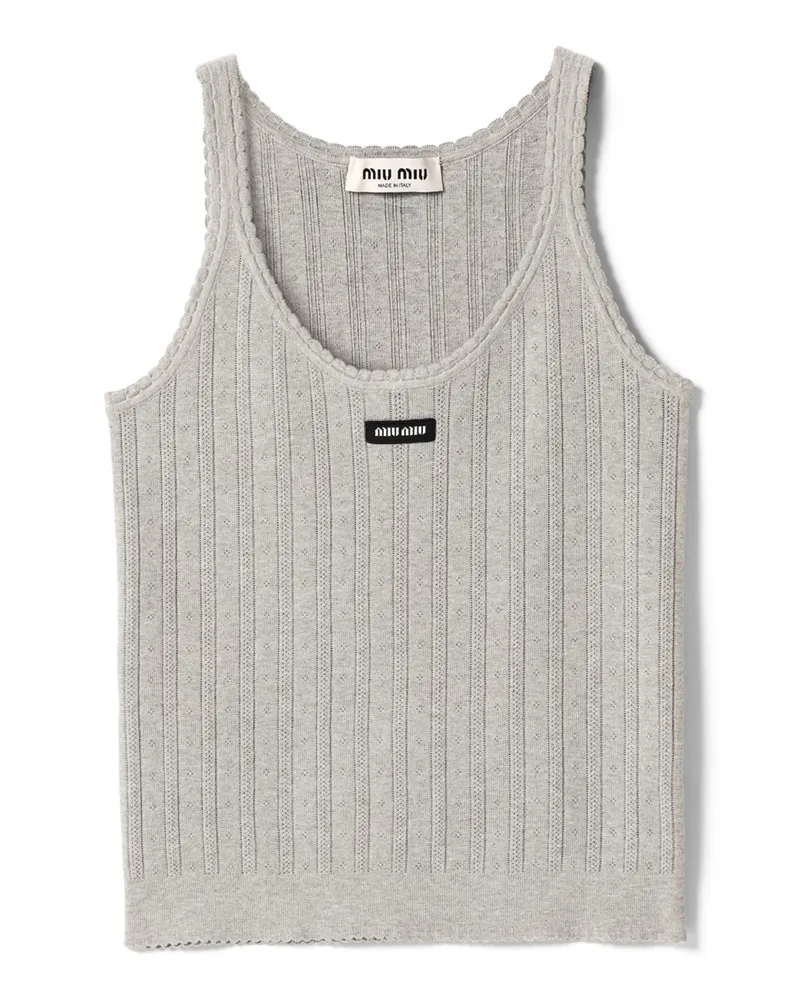 Miu Miu Tanktop Aus Baumwollstrick, Damen, Grau, Größe Grau