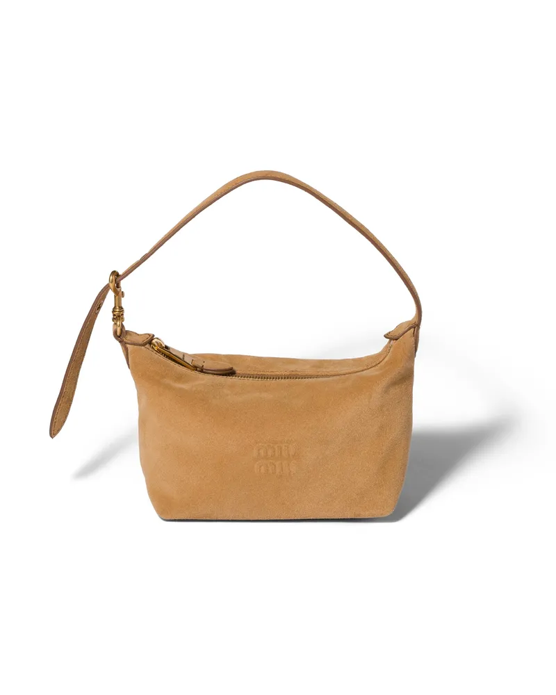 Miu Miu Spirit Pouch Aus Wildleder, Damen, Zimt Zimt
