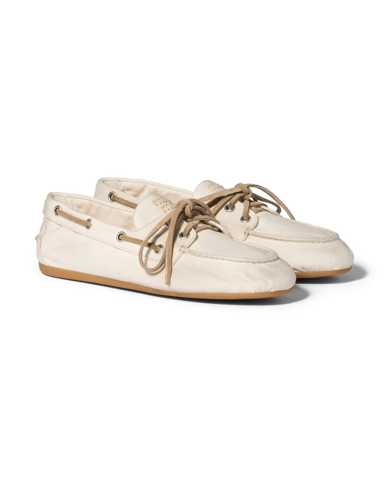 Miu Miu Deckschuhe Aus Canvas, Damen, Ecru, Größe Ecru