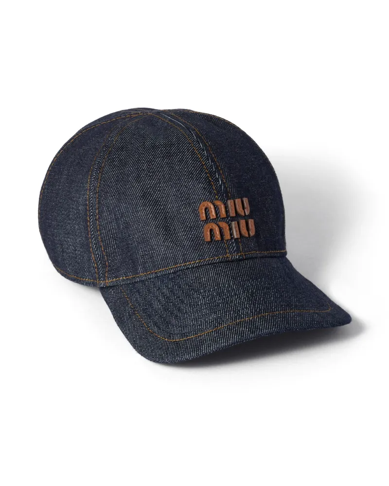 Miu Miu Baseballkappe Aus Denim, Damen, Blau/brandy, Größe Blau