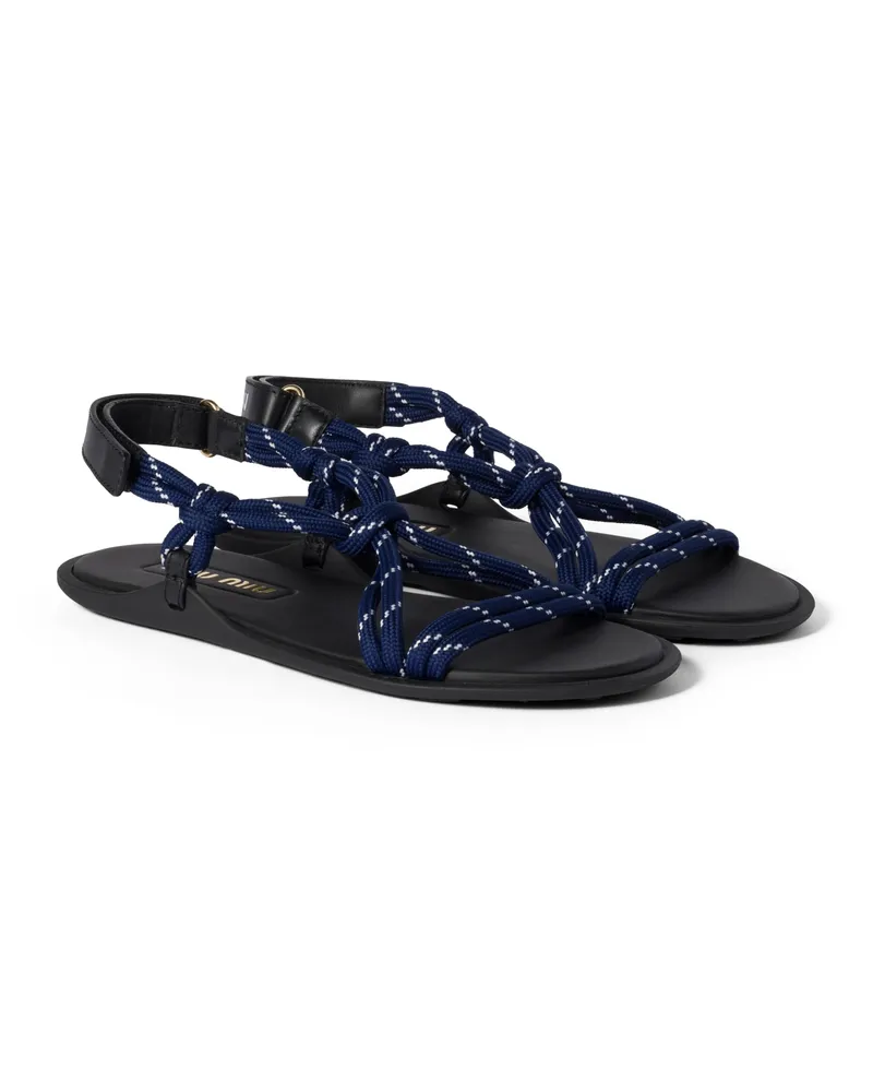 Miu Miu Riviere Sandalen Aus Kordel Und Leder, Damen, Ostseeblau, Größe Ostseeblau