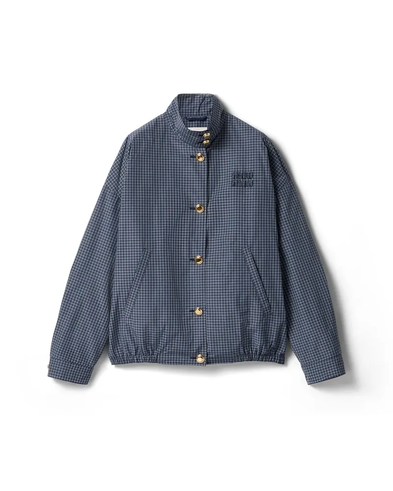 Miu Miu Blousonjacke Aus Kariertem Funktionsgewebe, Damen, Blau, Größe Blau