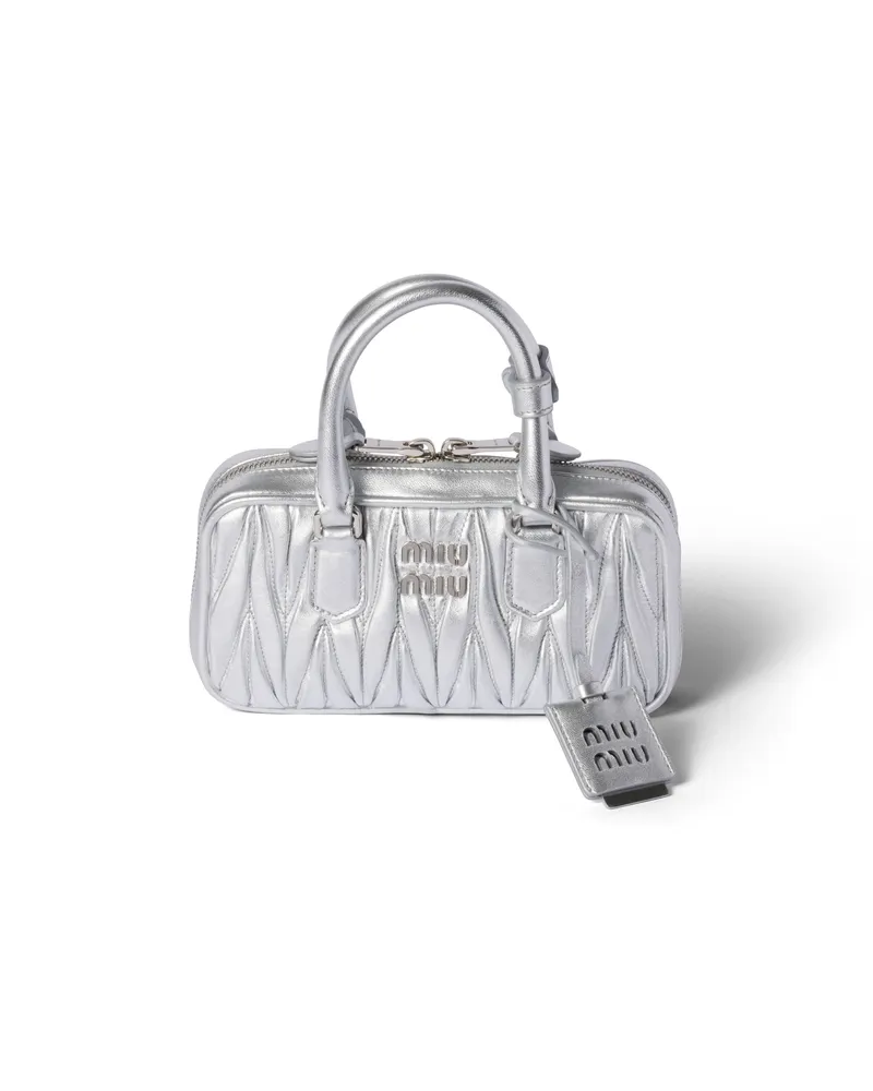 Miu Miu Arcadie Mini Bag Aus Matelassé-nappaleder, Damen, Silber Silber