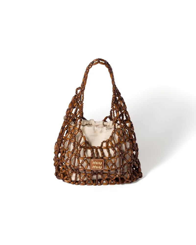 Miu Miu Tasche Aus Mesh, Damen, Kakaobraun Kakaobraun