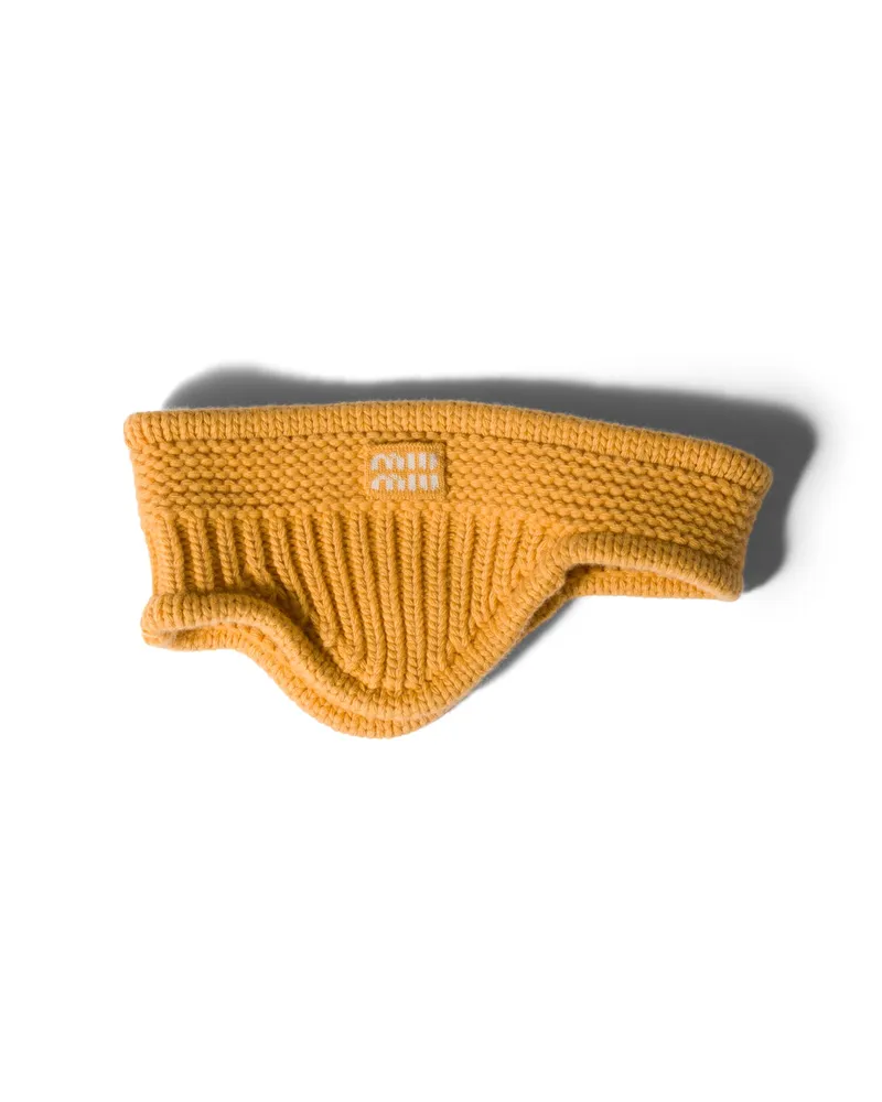 Miu Miu Headband Aus Wolle Und Kaschmir Mit Ohrenklappen, Damen, Topas, Größe Topas