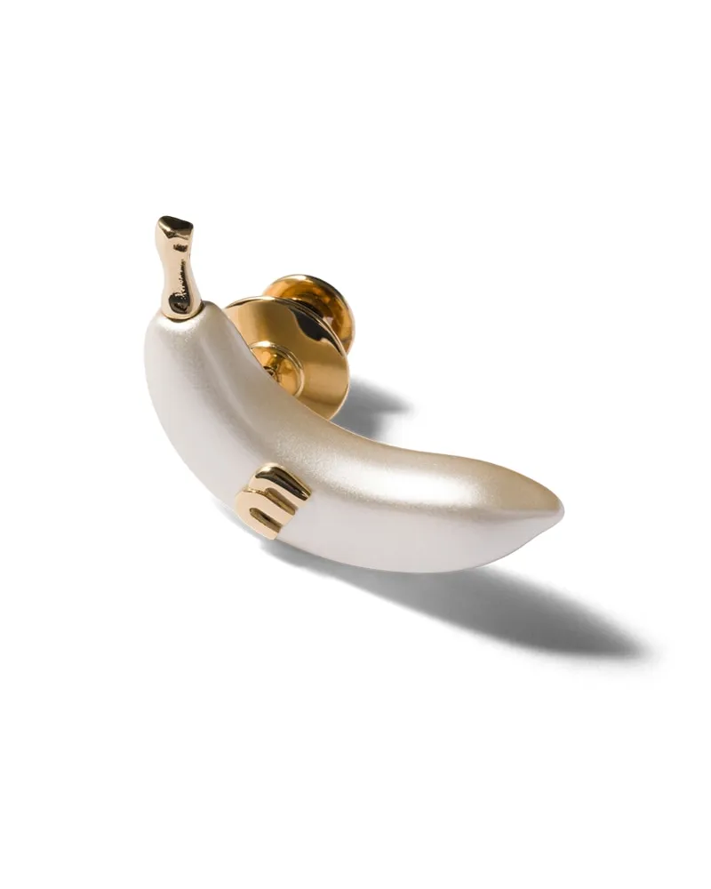Miu Miu Brosche Aus Metall, Damen, Gold/cremeweiss Gold