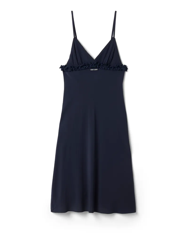 Miu Miu Besticktes Kleid Aus Marocain-crêpe, Damen, Blau, Größe Blau