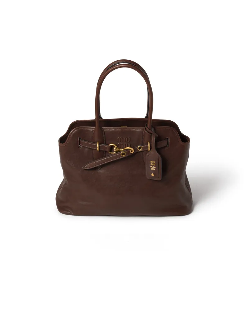 Miu Miu Aventure Tasche Aus Nappa-leder, Damen, Bruyère-holz Bruyère-holz