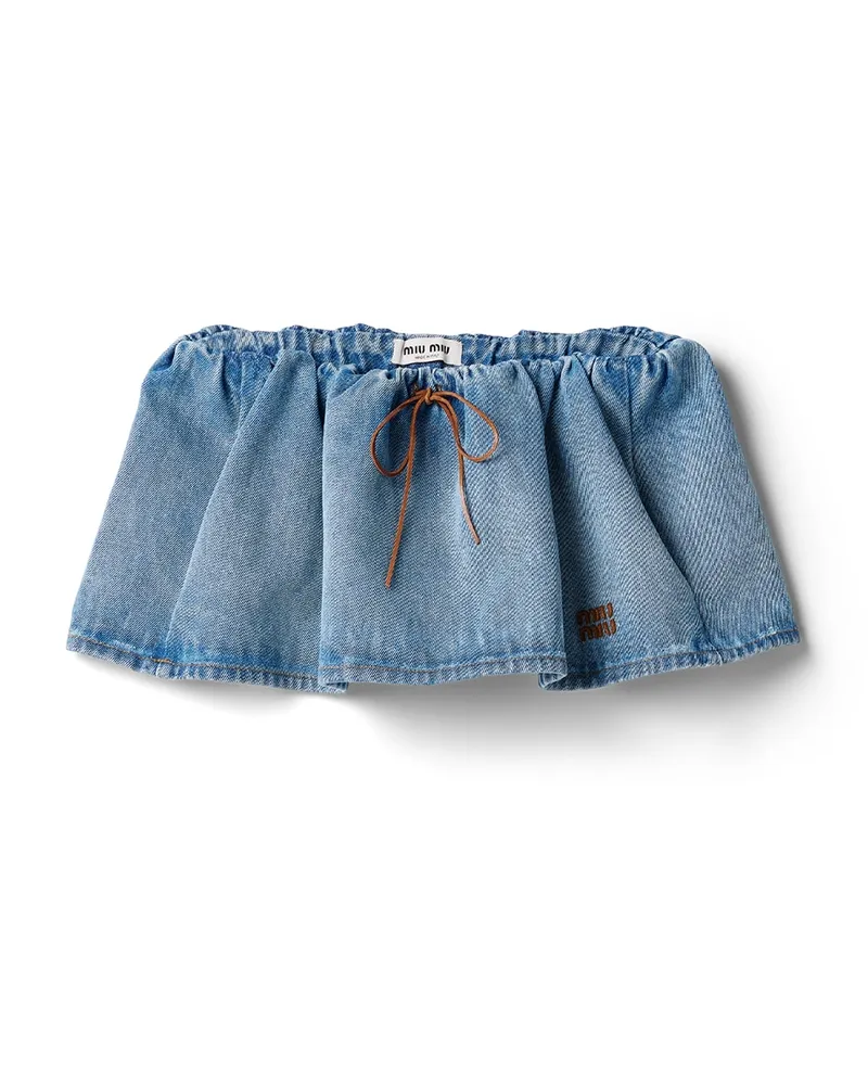 Miu Miu Minirock Aus Gewaschenem Denim, Damen, Saphirblau, Größe Saphirblau