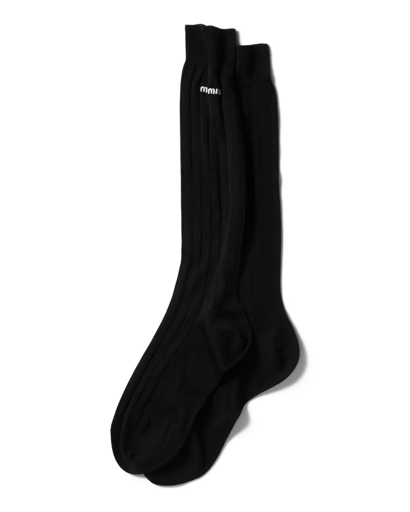 Miu Miu Socken Aus Seide, Damen, Schwarz, Größe Schwarz