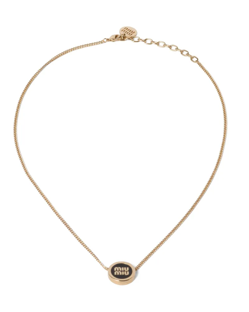 Miu Miu Halskette Aus Metall, Damen, Schwarz Schwarz