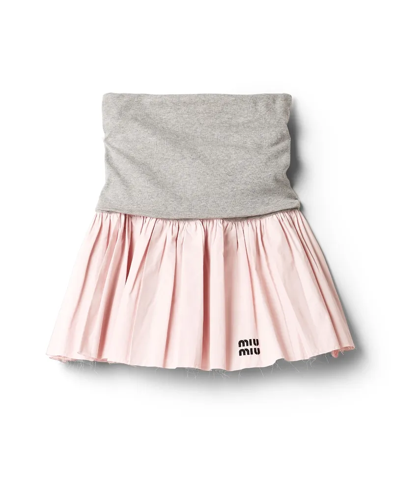Miu Miu Rock Aus Jersey Und Popeline, Damen, Grau/alabasterrosa, Größe Grau