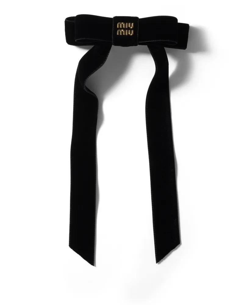 Miu Miu Haarspange Aus Samt, Damen, Schwarz Schwarz