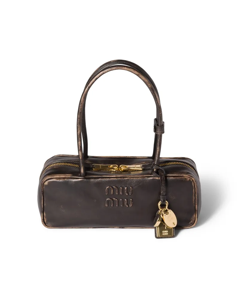 Miu Miu Beau Tasche Aus Nappa-leder, Damen, Kaffeebraun Kaffeebraun