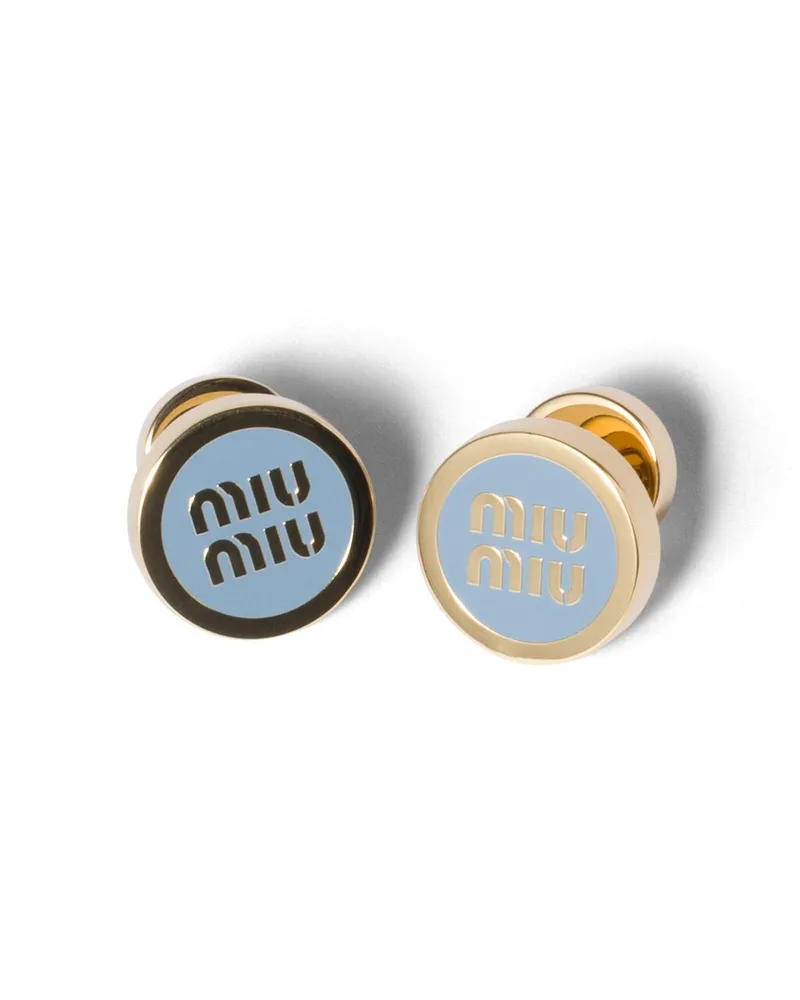 Miu Miu Ohrringe Aus Emailliertem Metall, Damen, Hellblau Hellblau