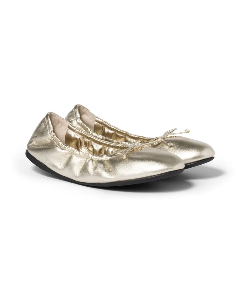 Miu Miu Ballerinas Aus Leder, Damen, Pyrit, Größe Pyrit