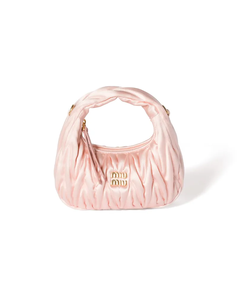 Miu Miu Wander Mini Bag Aus Matelassé-satin, Damen, Orchideenrosa Orchideenrosa