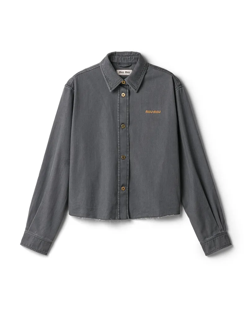 Miu Miu Hemd Aus Chambray, Damen, Schwarz, Größe Schwarz