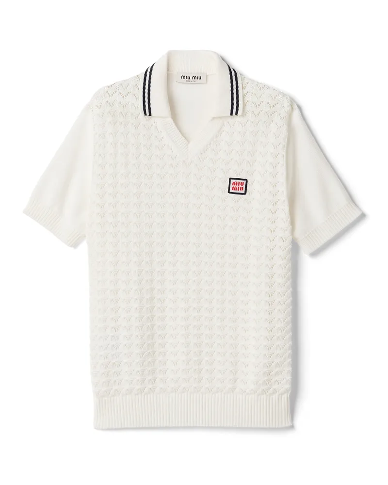 Miu Miu Poloshirt Aus Baumwolle, Damen, Weiss, Größe Weiss