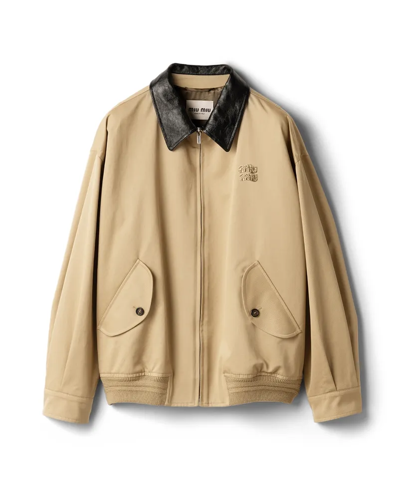 Miu Miu Bomberjacke Aus Chino Und Leder, Damen, Kordel, Größe Kordel