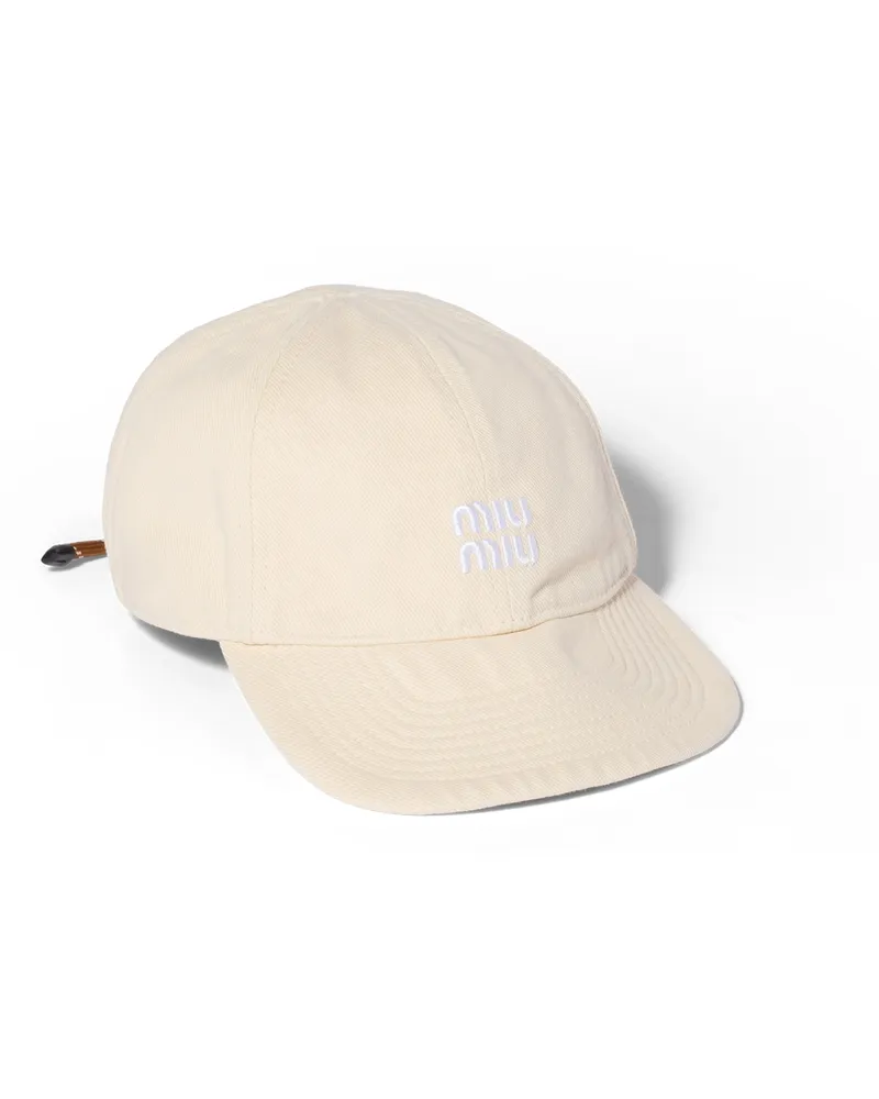 Miu Miu Baseballkappe Aus Denim, Damen, Ecru/brandy, Größe Ecru