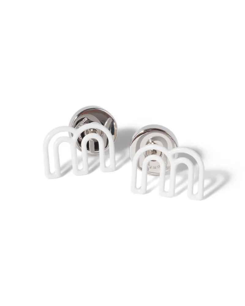 Miu Miu Ohrringe Aus Metall, Damen, Weiss Weiss