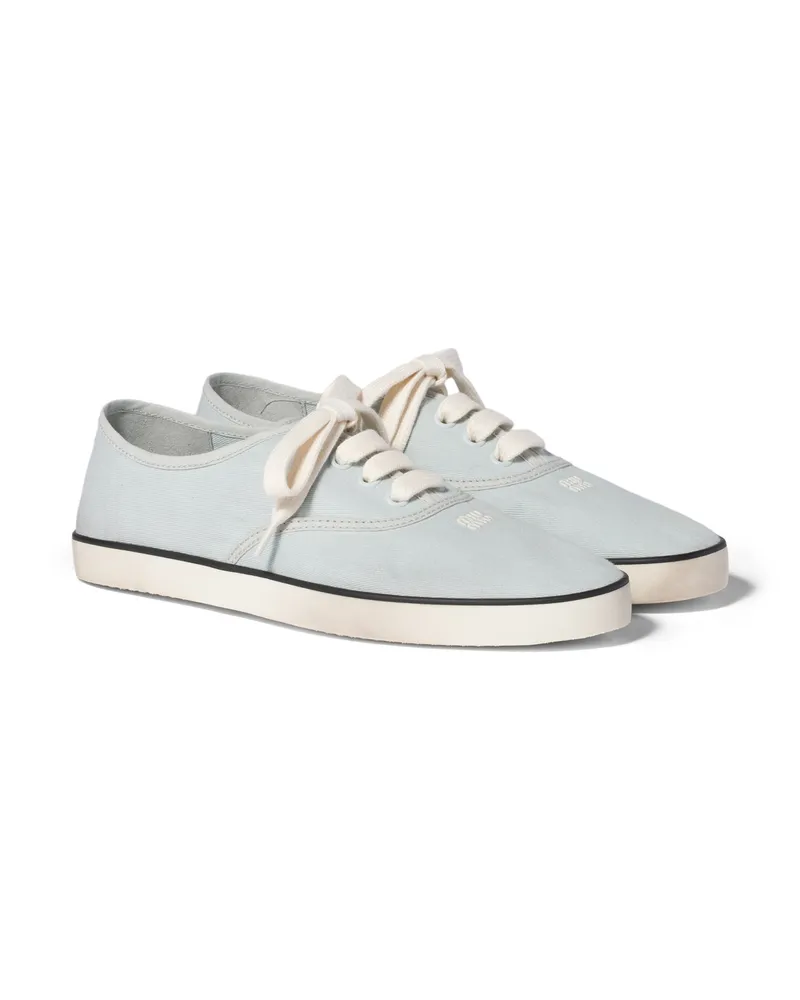 Miu Miu Sneaker Aus Drillich, Damen, Puderblau, Größe Puderblau