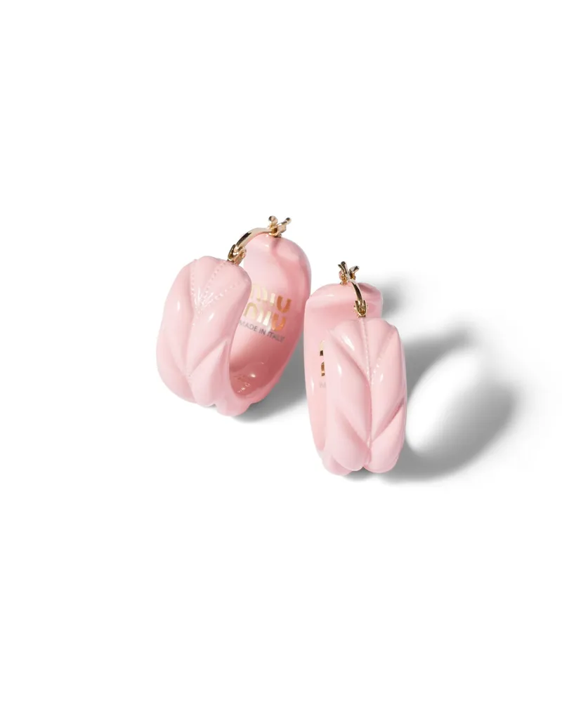 Miu Miu Ohrringe Aus Matelassé Plexiglas, Damen, Alabasterrosa Alabasterrosa