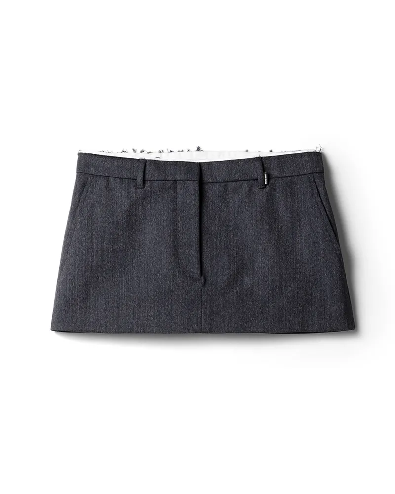 Miu Miu Minirock Aus Twill, Damen, Anthrazitgrau, Größe Anthrazitgrau