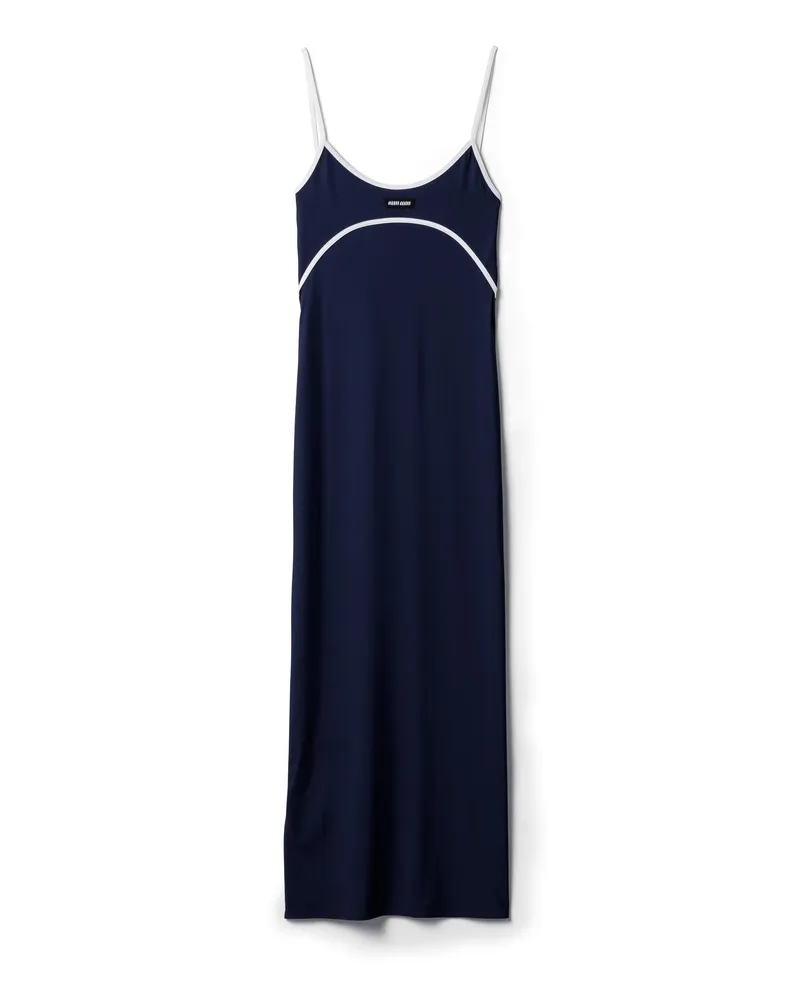 Miu Miu Midikleid Aus Stretch-jersey, Damen, Blau/weiss, Größe Blau