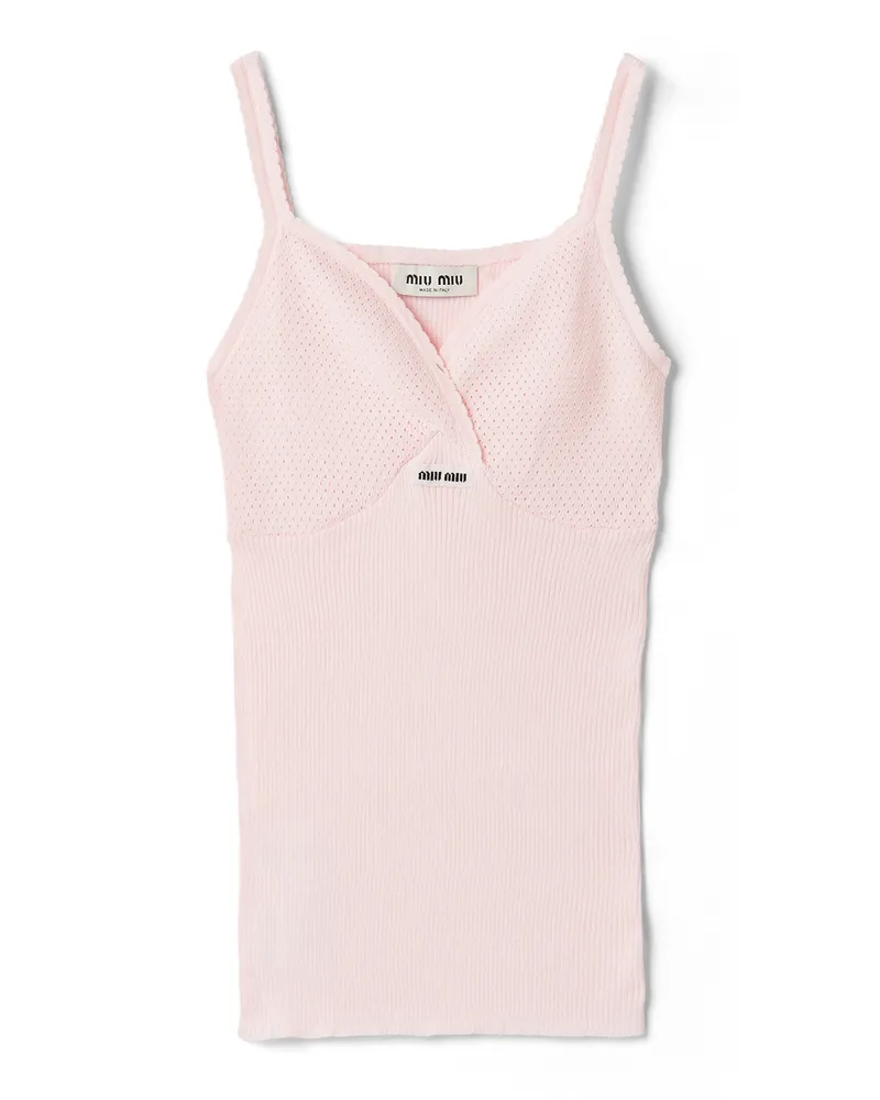 Miu Miu Top Aus Baumwollstrick, Damen, Alabasterrosa, Größe Alabasterrosa