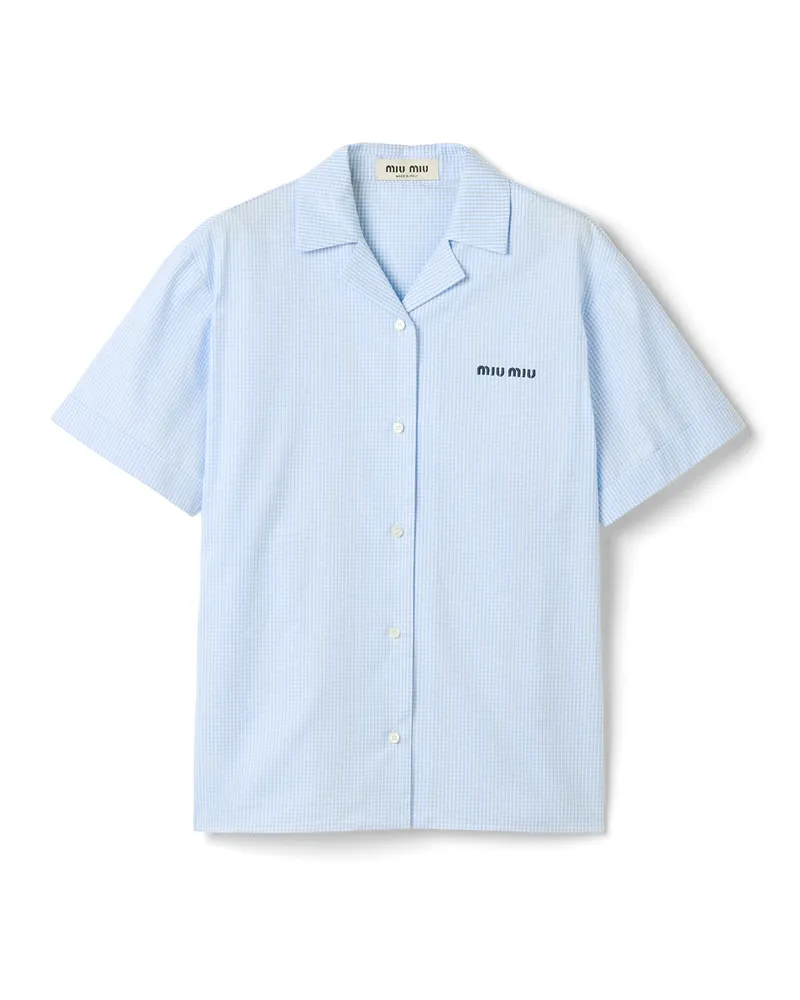 Miu Miu Gingham Check Shirt, Damen, Weiss/hellblau, Größe Weiss