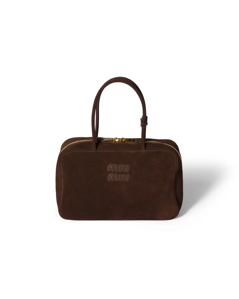Miu Miu Beau Tasche Aus Wildleder, Damen, Dunkelbraun Dunkelbraun
