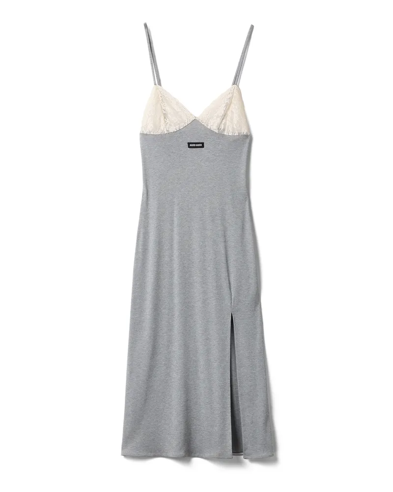 Miu Miu Kleid Aus Seidenjersey, Damen, Grau, Größe Grau