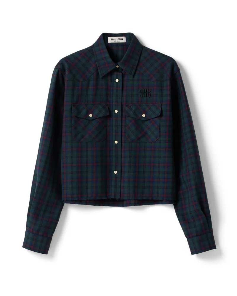 Miu Miu Kariertes Hemd, Damen, Blau/grün, Größe Blau