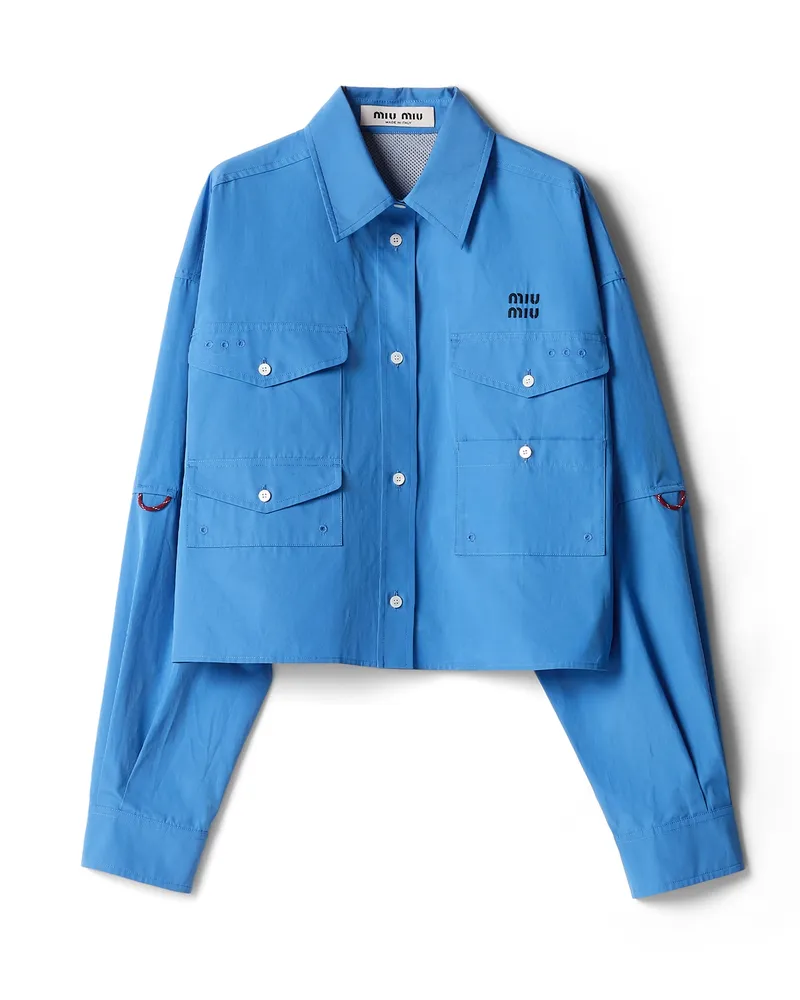 Miu Miu Hemd Aus Popeline, Damen, Lavendelblau, Größe Lavendelblau