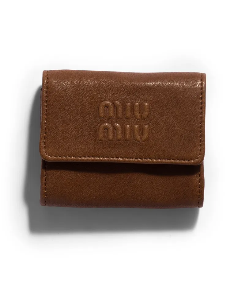 Miu Miu Kleine Geldbörse Aus Nappaleder, Damen, Eiche Eiche